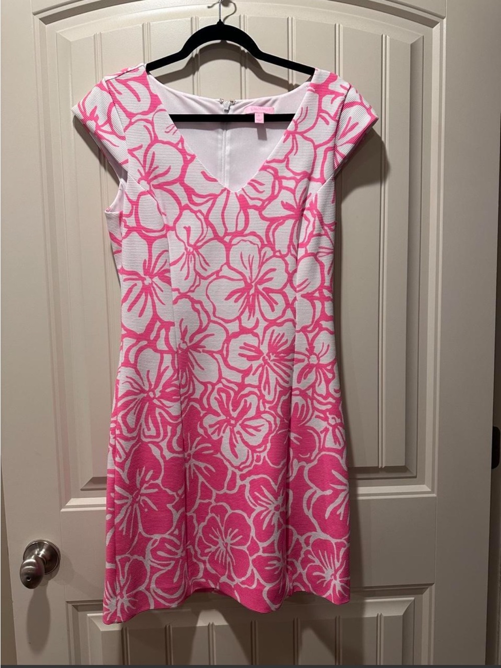Lilly Pulitzer Pink and White Floral V-Neck Dress